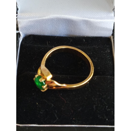 149 - 18ct Gold & Emerald Ladies Ring, Size N