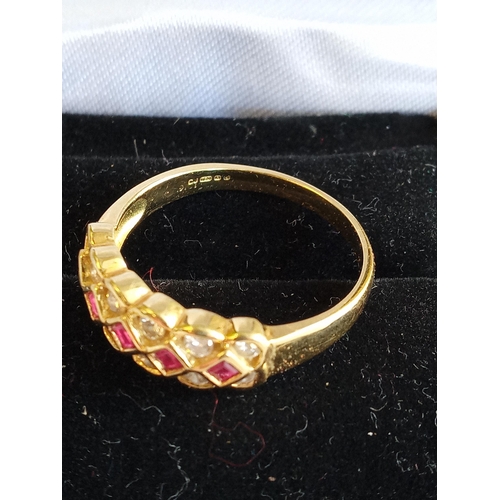 150 - 18ct Gold,Ruby & Diamond Ladies Ring,Size O 1/2