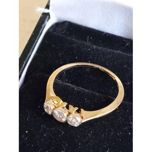 157 - 18ct Gold 3 Diamond Edwardian Ladies Ring,Size G 1/2