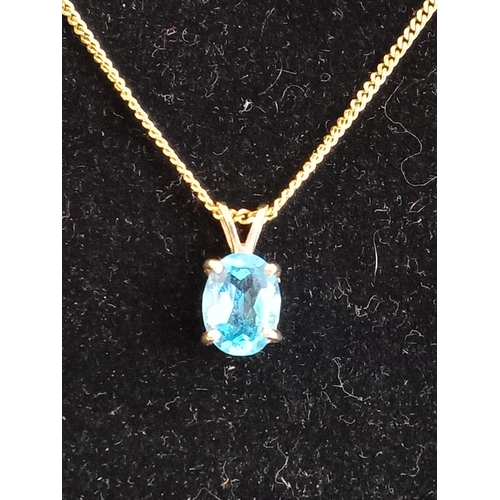 158 - 9ct Gold & Blue Zircon Necklace