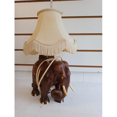 58 - Heavy Wooden Elephant Lamp