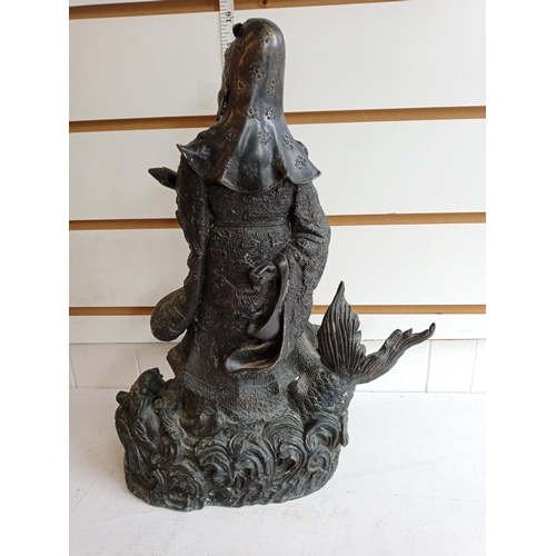 1 - Chinese Bronze Fish Man, Very well decorated