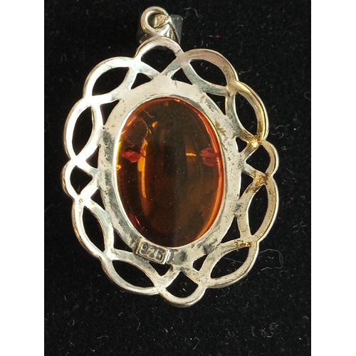 107 - Silver & Amber Pendant