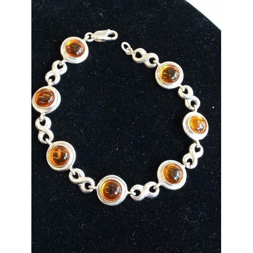 111 - Silver & Amber Bracelet