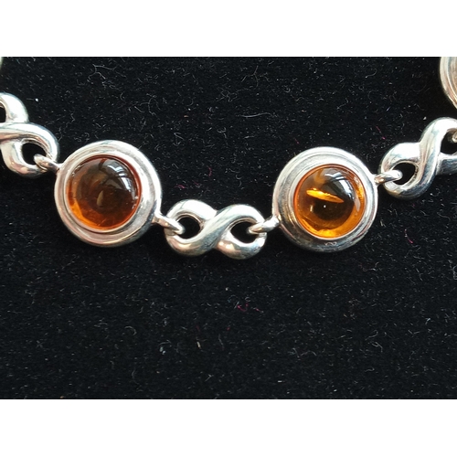 111 - Silver & Amber Bracelet