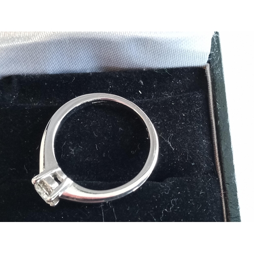 127 - Platinum Stamped 950 with 1/2ct Diamond Ring, Size K