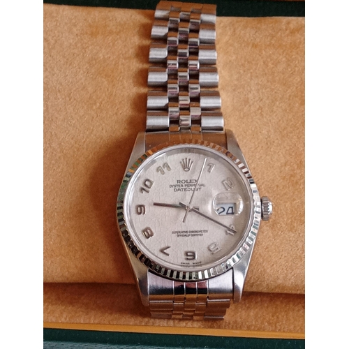 157 - Rolex Oyster Perpetual Date Just Gents Wrist Watch with Box & papers. In mint Condition