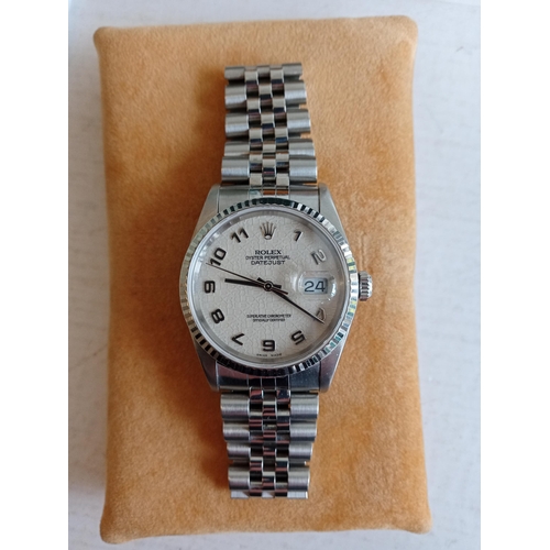 157 - Rolex Oyster Perpetual Date Just Gents Wrist Watch with Box & papers. In mint Condition