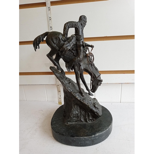 2 - Signed Remington Style Bronze Horse & Rider