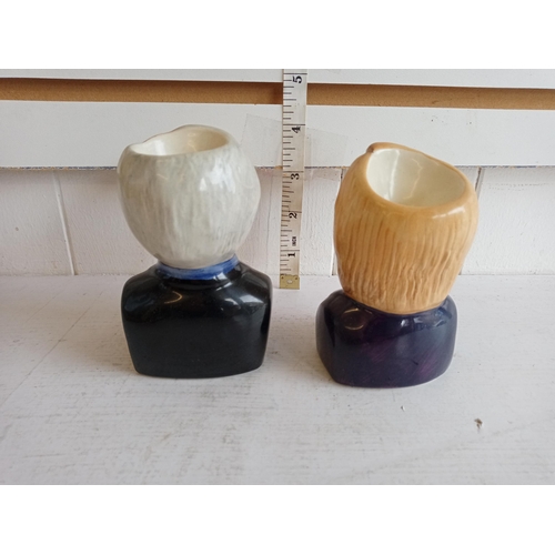 33 - 2 Bairstow Manor Pottery Staffordshire Egg Cups, Sarah Montigue & John Humphreys for Children in Nee... 