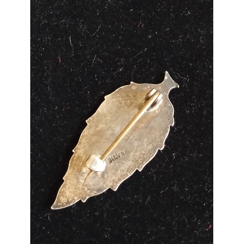 82 - Silver Mother Leaf Brooch