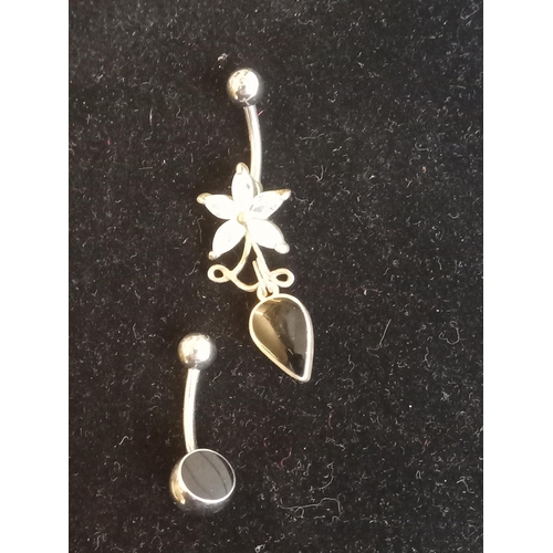 94 - 2 Silver Belly Button Bars