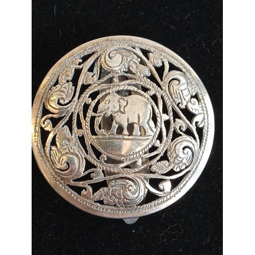 109 - Silver Pierce Work Brooch with Elephant