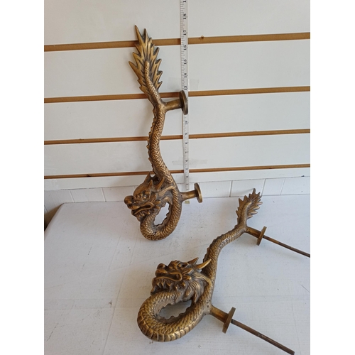 67 - 2 Heavy Bronze/Brass Dragon Door Handles