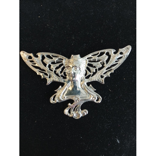 178 - White Metal Art Nouveau Brooch