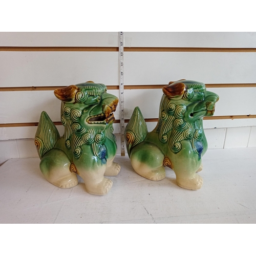 18 - 2 Pottery Foo Dogs