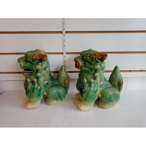 18 - 2 Pottery Foo Dogs