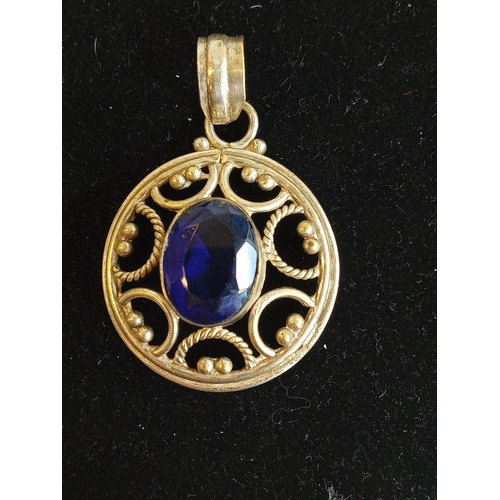 201 - Silver & Blue Stone Pendant