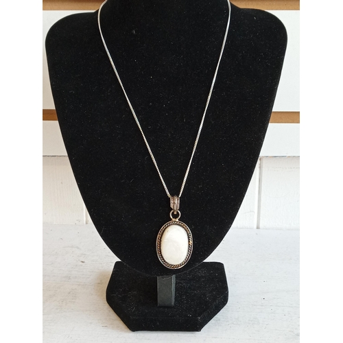 203 - Silver & Mother of Pearl Pendant with Chain