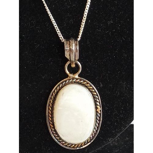 203 - Silver & Mother of Pearl Pendant with Chain