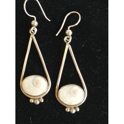 205 - Silver & White Stone Droplet Ear Rings