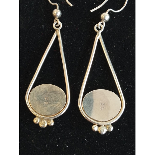 205 - Silver & White Stone Droplet Ear Rings