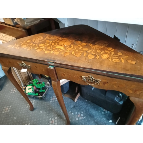 217 - Antique Inlaid Card Table. Collection Only