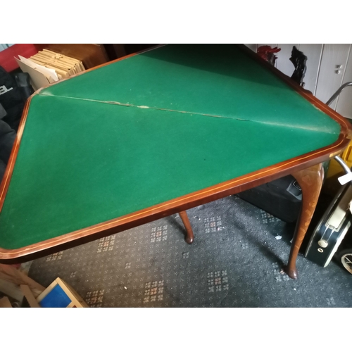 217 - Antique Inlaid Card Table. Collection Only