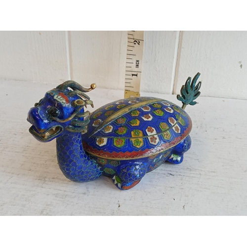 287 - 1940's 50's Cloisonne Turtle Dragon Trinket