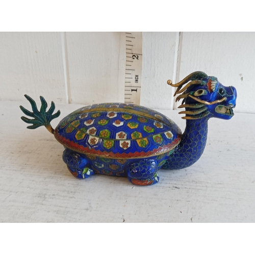 287 - 1940's 50's Cloisonne Turtle Dragon Trinket