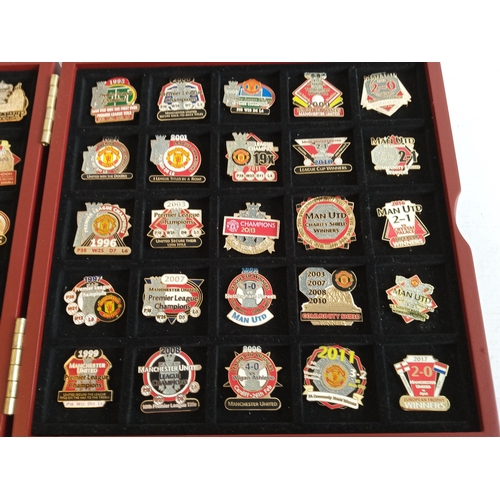 38 - Manchester United Victory Pin Badge Collection in Presentation Case with Certificates