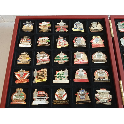 38 - Manchester United Victory Pin Badge Collection in Presentation Case with Certificates