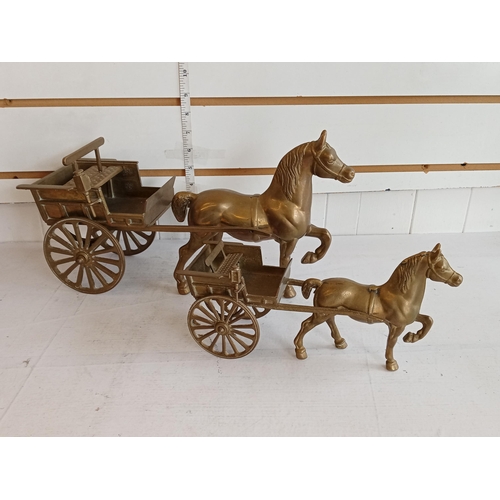 46 - 2 Brass Horse & Carriages