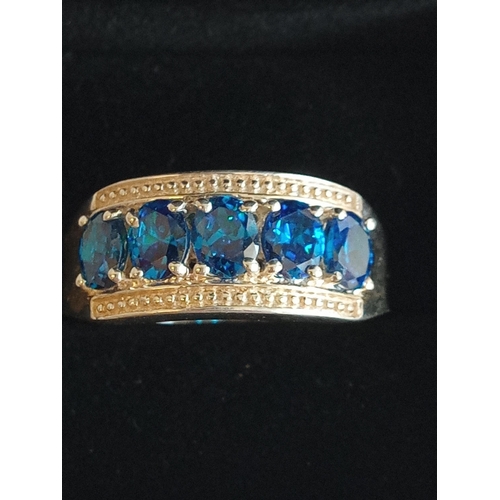 14 - Ladies Silver & Blue Stone Ring,Size O