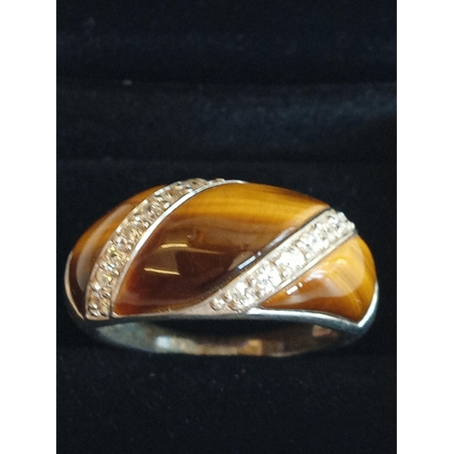 2 - Silver Tigers Eye Ring Size S