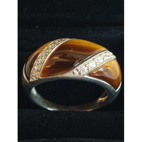 2 - Silver Tigers Eye Ring Size S