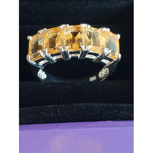 3 - Silver & Citrine Ladies Ring Size P 1/2