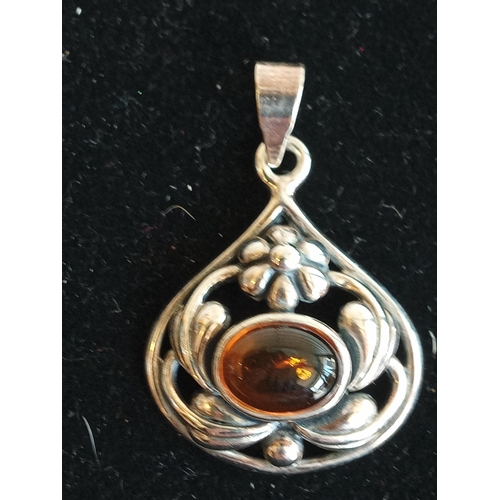 32 - Silver & Amber Pendant