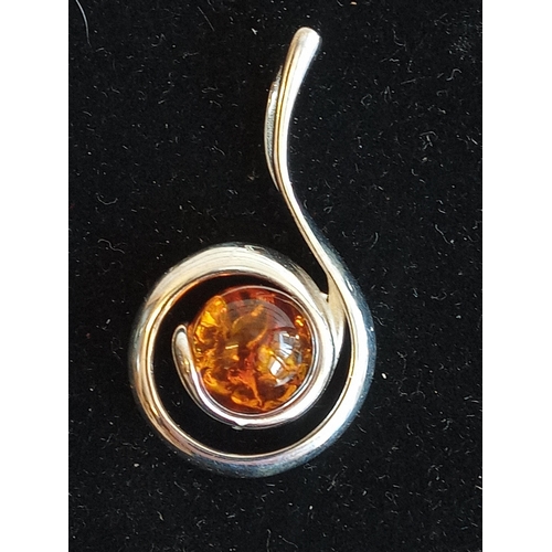 44 - Silver & Amber Pendant