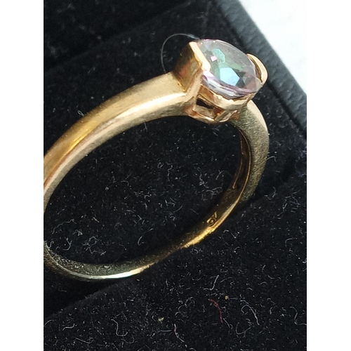 75 - 9ct Gold Mystic Topaz Ring,Size O