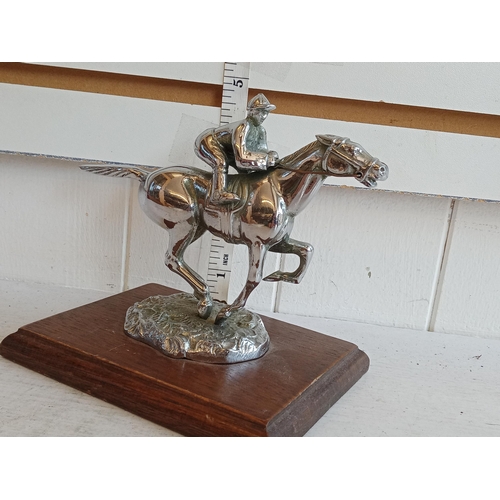 9 - Mounted Horse & Rider Chrome Car Mascot