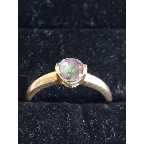 129 - 9ct Gold Mystic Topaz Ring,Size O