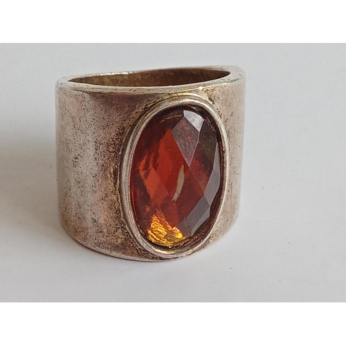 146 - Silver & Citrine Ring, size O