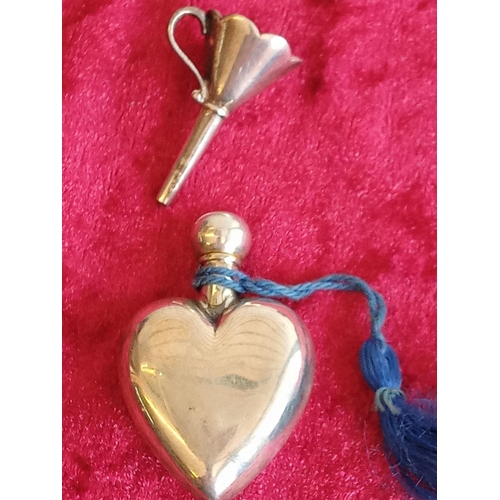 174 - Heart Shape Silver Scent Bottle with Silver Funnel