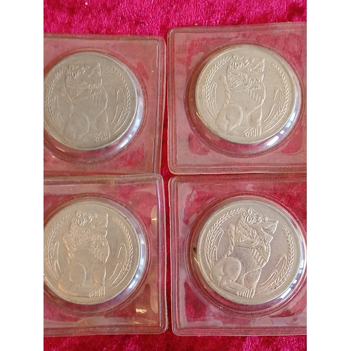 180 - 1969 Singapore $1 coins X 4. Possibly Silver