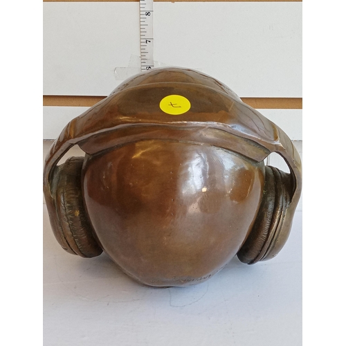 218 - Very Heavy Solid Bronze Skull with Headphones