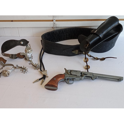 221 - Replica Gun with Holster, Spurs & Pin Tie