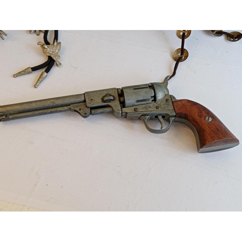 221 - Replica Gun with Holster, Spurs & Pin Tie