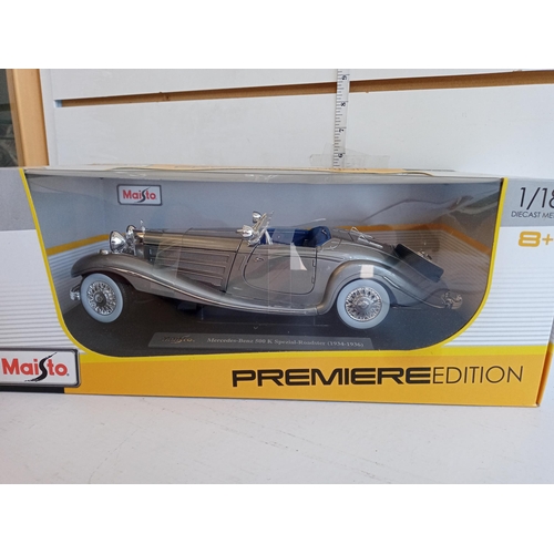 239 - Maisto Premier Edition Mercedes 500K Roadster Model Car, Boxed & Mint