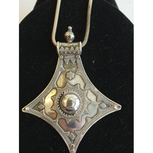 273 - Silver Arts & Crafts Style Pendant & Chain